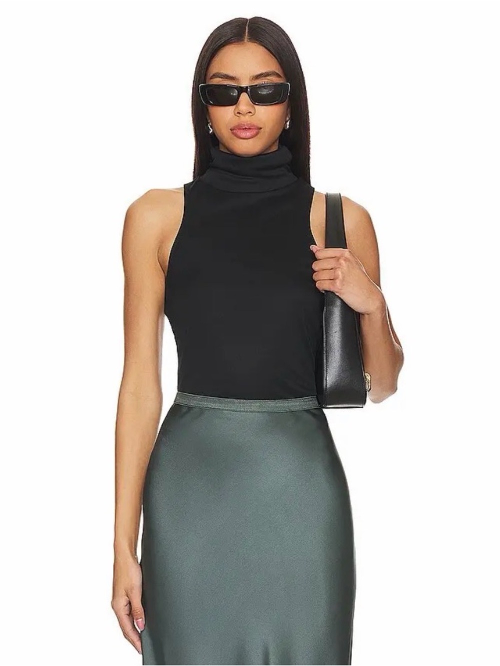 NWT ANINE BING Jennie Top Black Sleeveless Turtleneck Tank Large